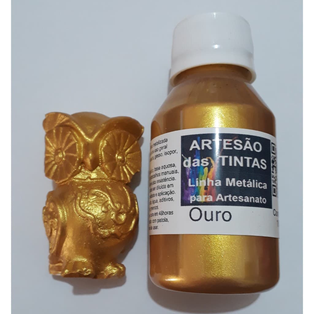 Tinta OURO Metálica - Tinta Para Arte e Artesanato, gesso - 100Ml