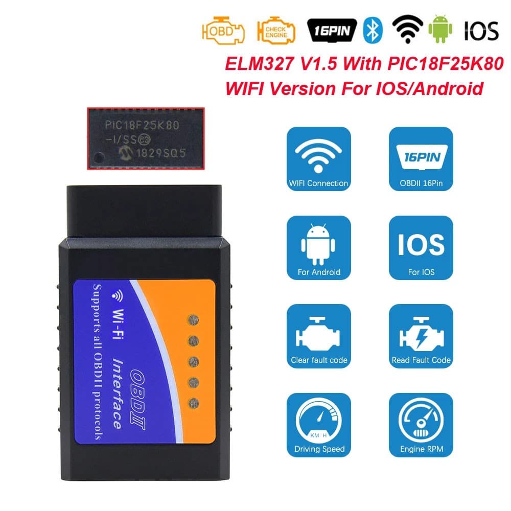 Obd2 Scanner Elm 327 V1.5 Wi-Fi Pic18F25K80 Odb2 Para Android / Ios Obd 2 Obd2 Adaptador Ferramenta De Diagnóstico