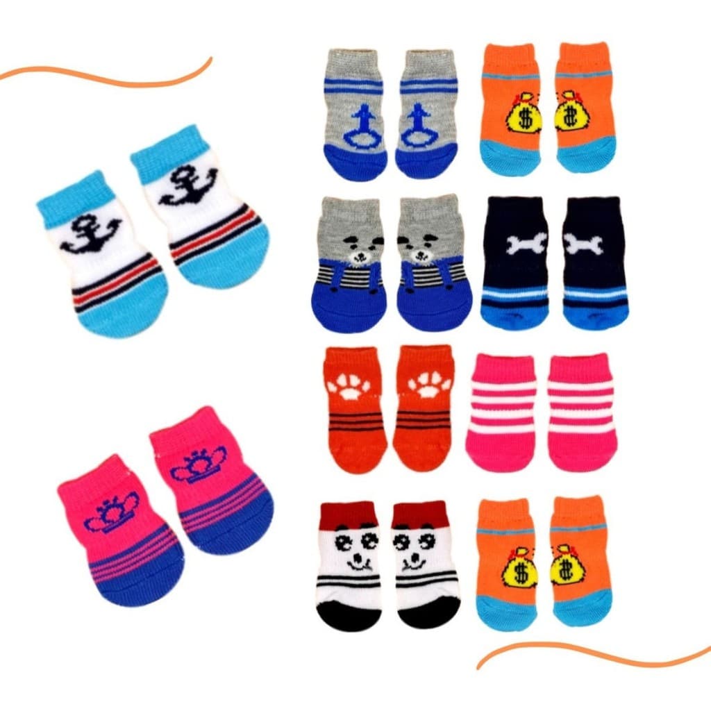 Meia Para Pet Cães Gatos Antiderrapante Sapatos Socks Frio