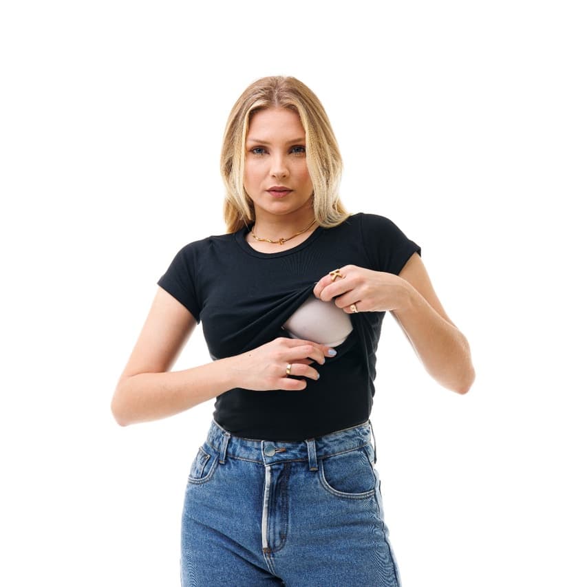 Blusa Manga Curta Amamentação Varias Cores