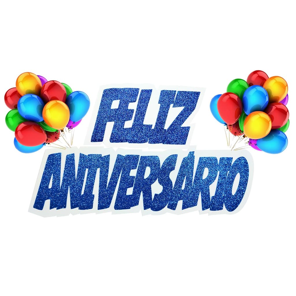 Faixa Decorativa - Feliz Aniversário cores colorido E V A Glitter