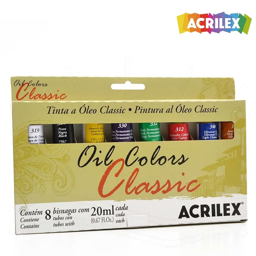 Estojo Tinta A Óleo Colors Classic Com 8 Bisnagas - Acrilex