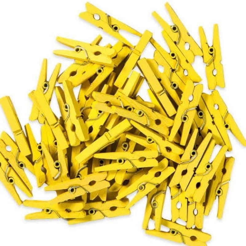 Mini Pregador Prendedor de Madeira Amarelo 2,5 cm para Fotos Artesanato Scrapbook Lembrancinha