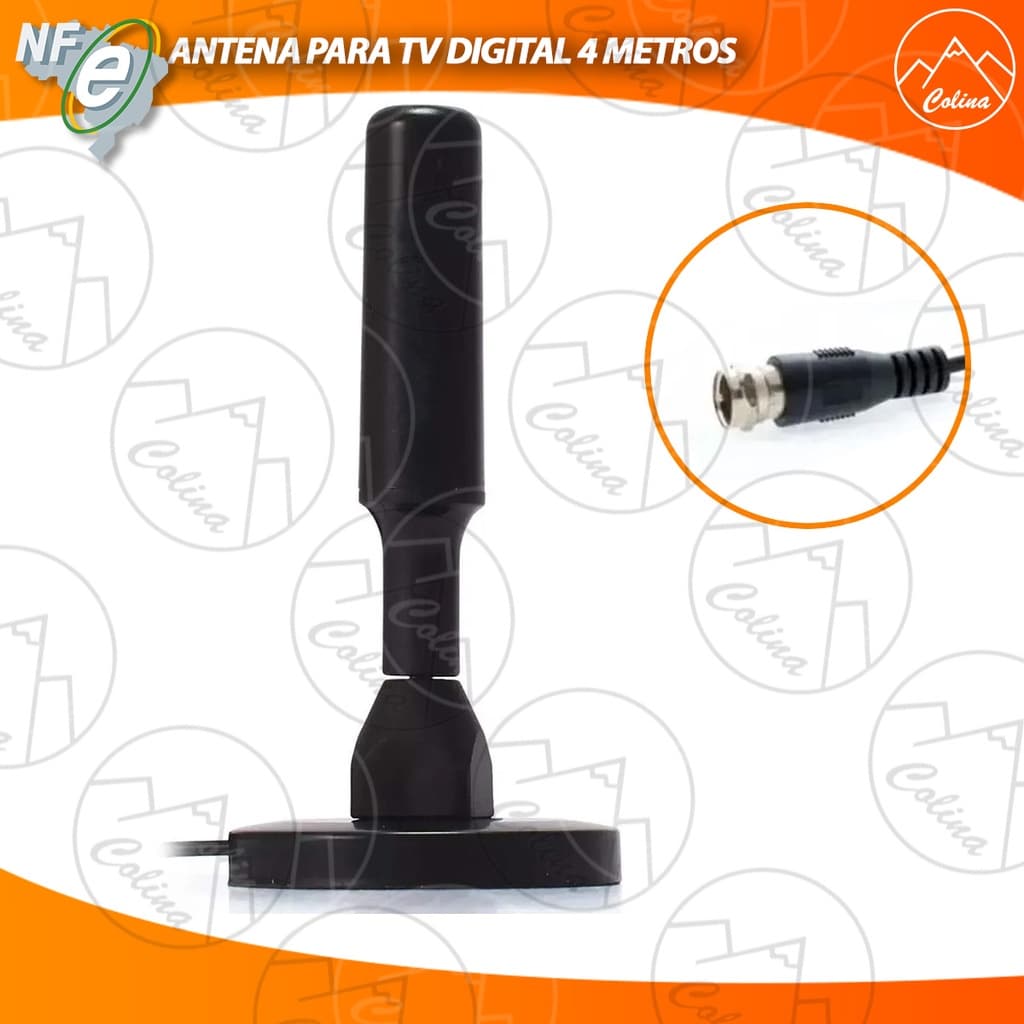 Antena E Cabo 4m Com Suporte Magnético HDTV UHF Digital Interna Tv Sinal Hd Promoção