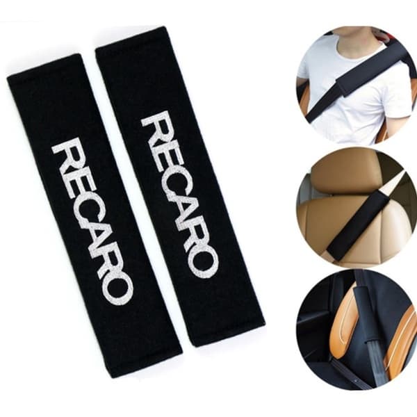 2 Pieces Black Cotton Car Styling Seat Belt Cover Car Safety Seat Comfortable Belt Shoulder Cover Cushion Pad for Recaro