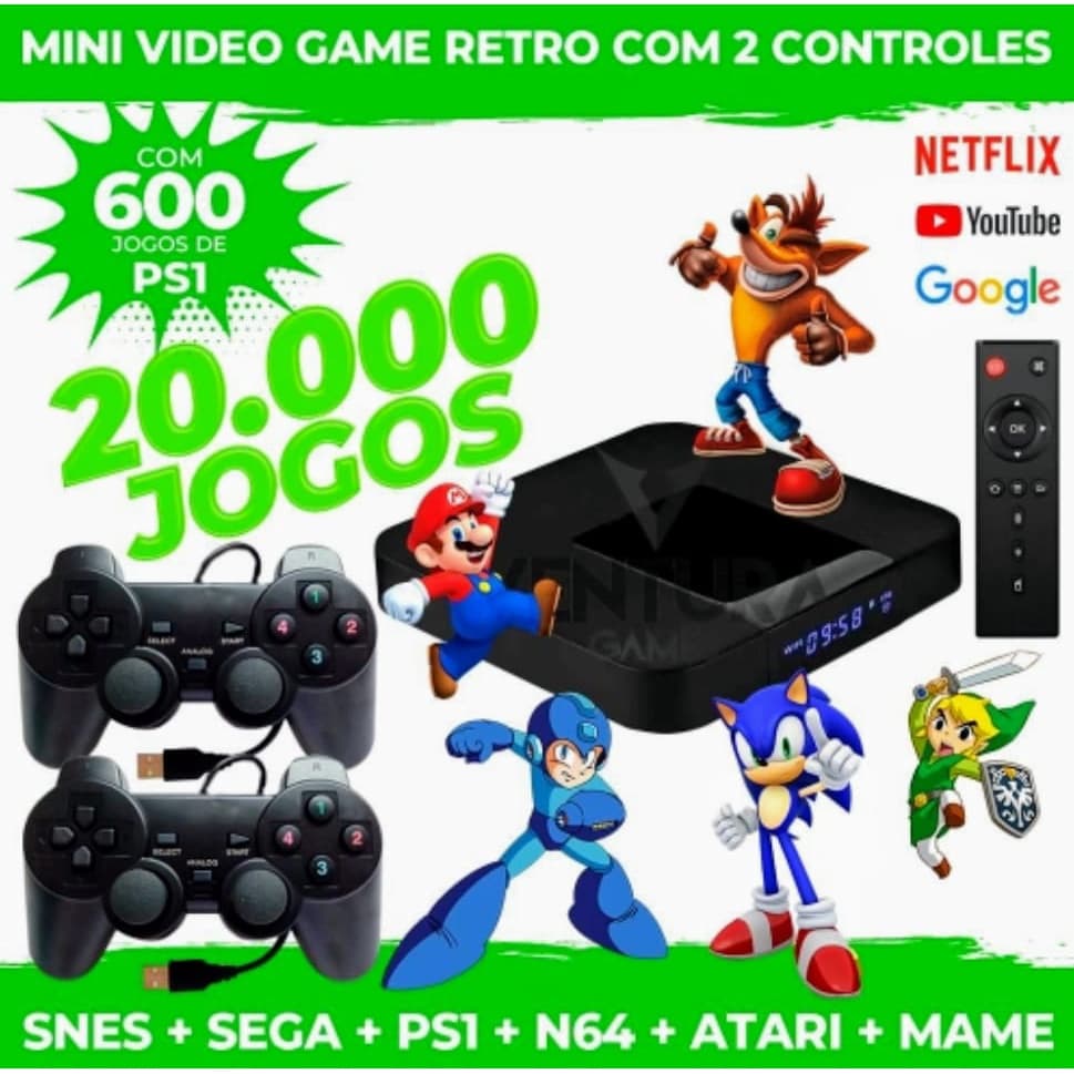 Vídeo Game Retro Box Com 20 Mil Jogos + 2 Controles