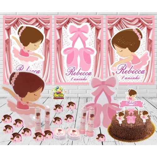 Kit Festa Infantil 150pçs - Bailarina - Personalizado