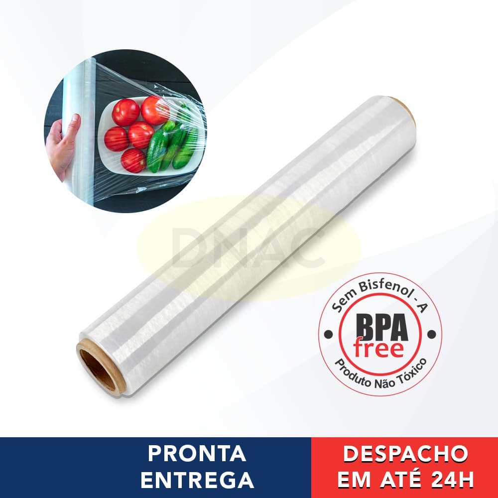 Papel Filme stretch plastico PVC - 28cm x 100m / 28cm x 300m / 38cm x 300m  P/ embalagem