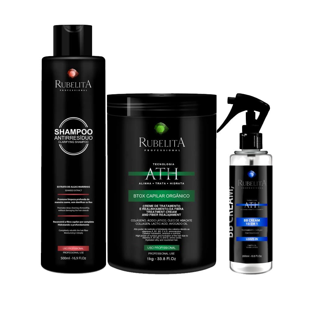Kit Rubelita Btox 1kg + Anti Resíduo 500 ml + BB Cream 200ml