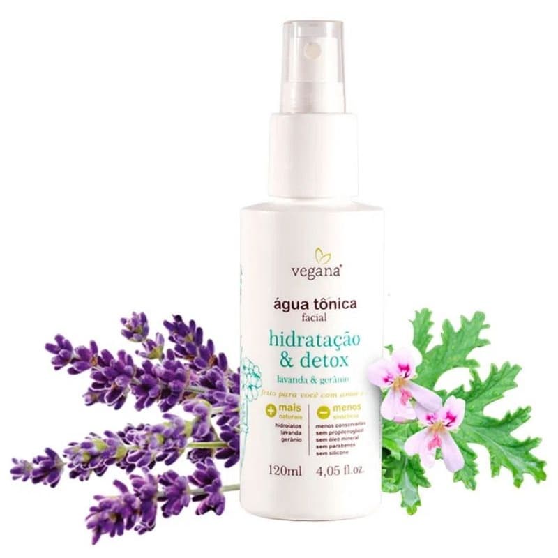 Água Tônica Facial Vegana WNF Hidratação e Detox Lavanda Gerânio - WNF - 120ml