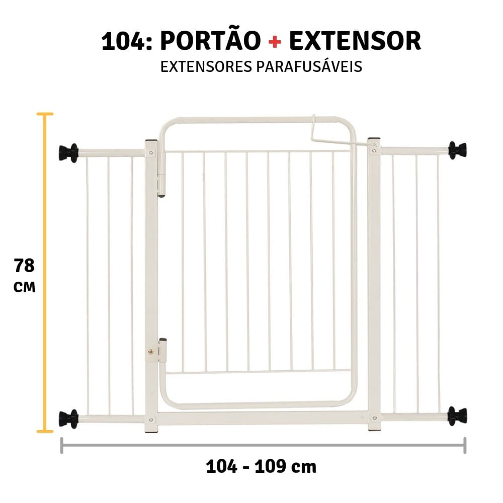 Grade De Porta Portão De Proteção Bebê Cachorro 104 A 109 Cm Portãozinho Segurança Expansivo