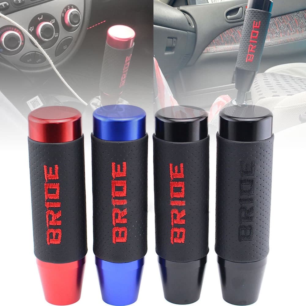 BRIDE Manípulo De Mudança De Marcha Couro De Alumínio 13 CM JDM Universal Shifter Stick Corrida Tuning Shiftknob Sport Gearknobs Carro Gearshift
