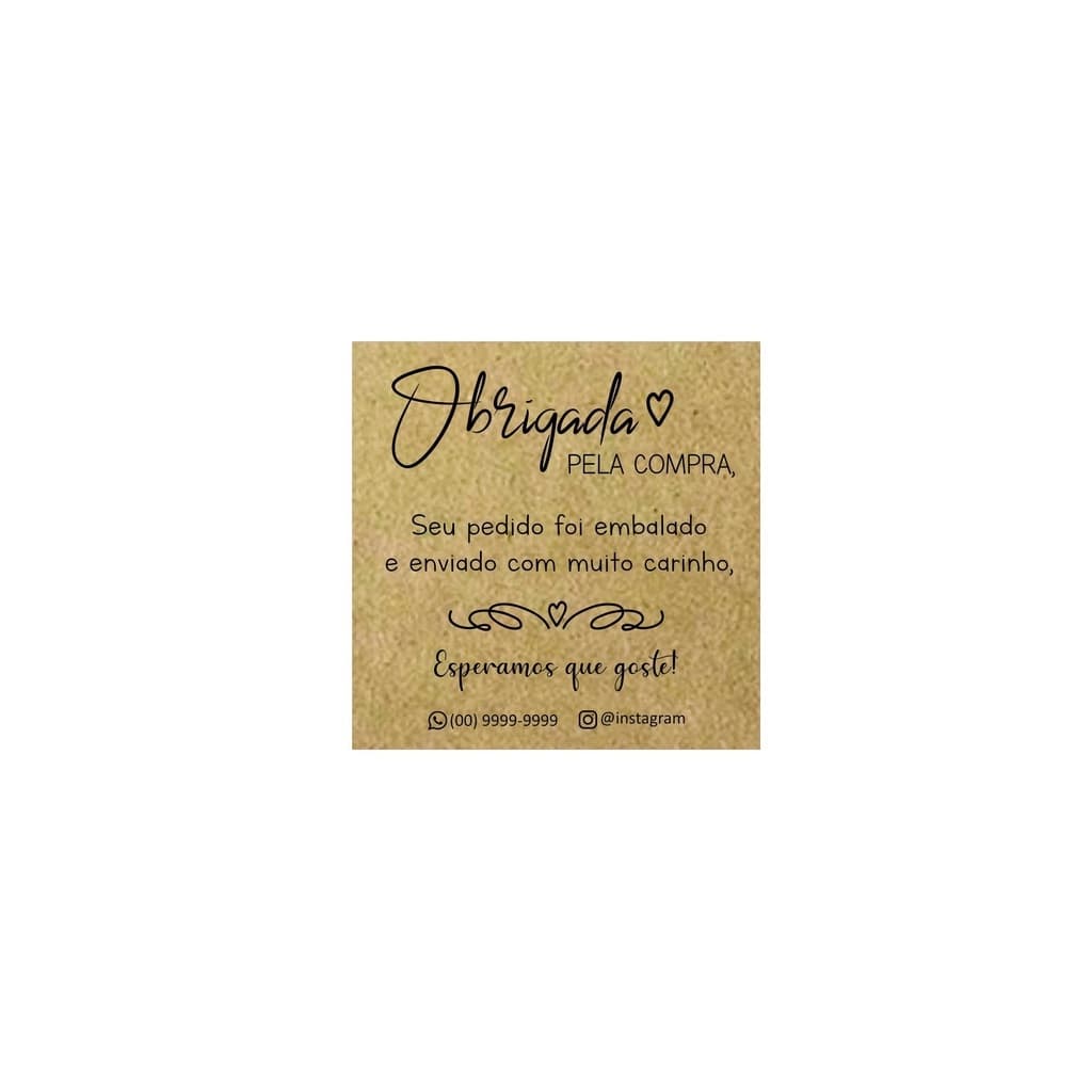 Mini Cartões Agradecimento Cliente Kraft/ tag Personalizada - 60 Un