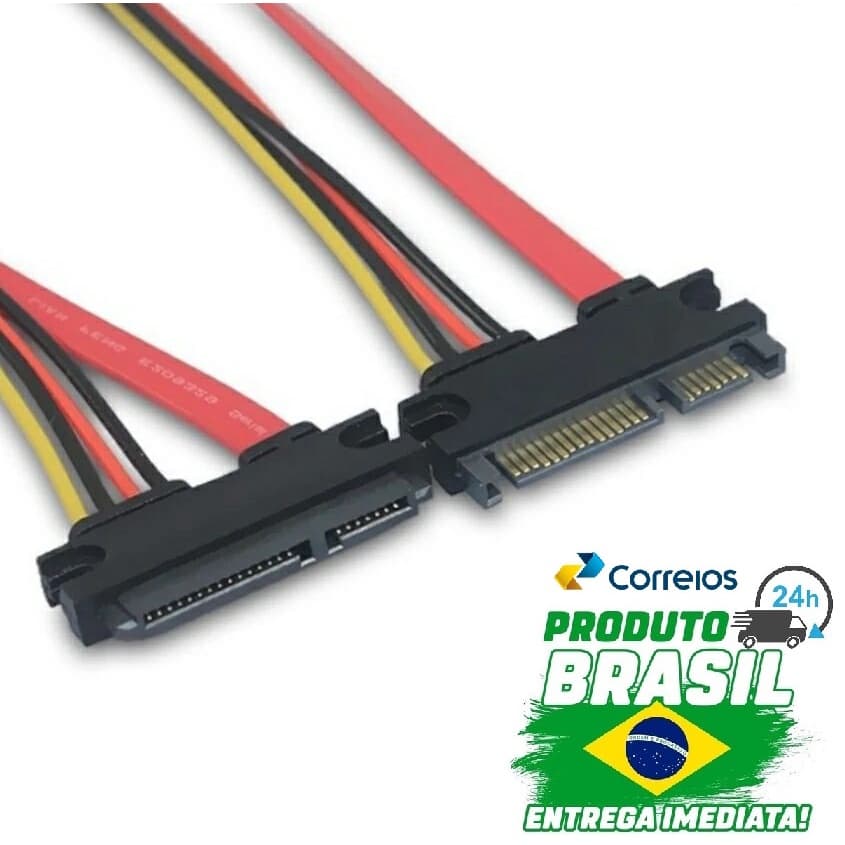 Cabo de extensão de bateria jun21 profissional, 30 cm 22p 7 + 15pin m/f série sata de dados de combo de alimentação