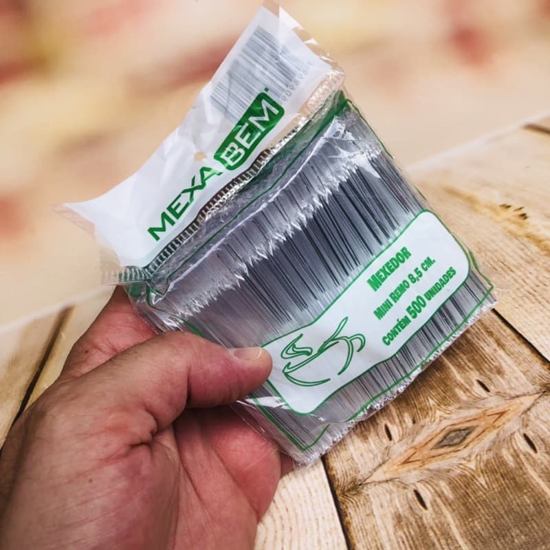 KIT palito mexedor para café cappuccin topper 8,5 cm mexa bem (Transparente, Cristal)