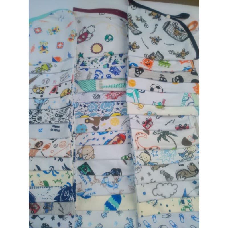 kit 6 panos de boca com prendedor de chupeta feminino ou masculino