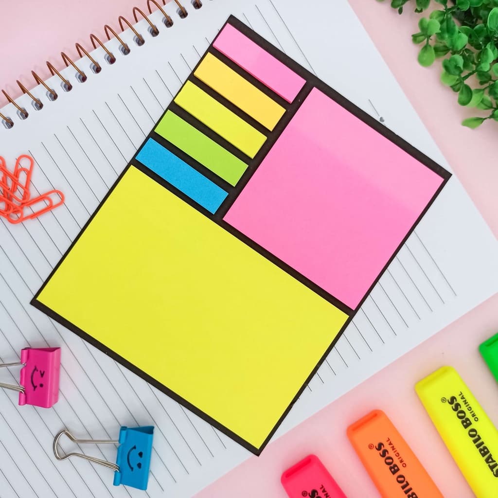 Bloco Adesivo Colorido Kit com 7 Unidades - Yins