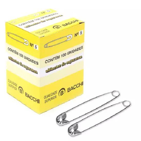 Alfinete de Segurança Costura artesanato Niquelado  Caixa 100 Unidades