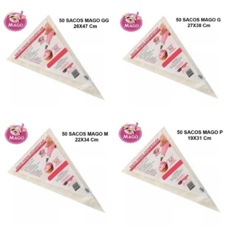 Kit 50~200 Sacos De Confeitar Mago Manga Descartável Profissional  para Decorar Bolo tamanhos variados OFF//