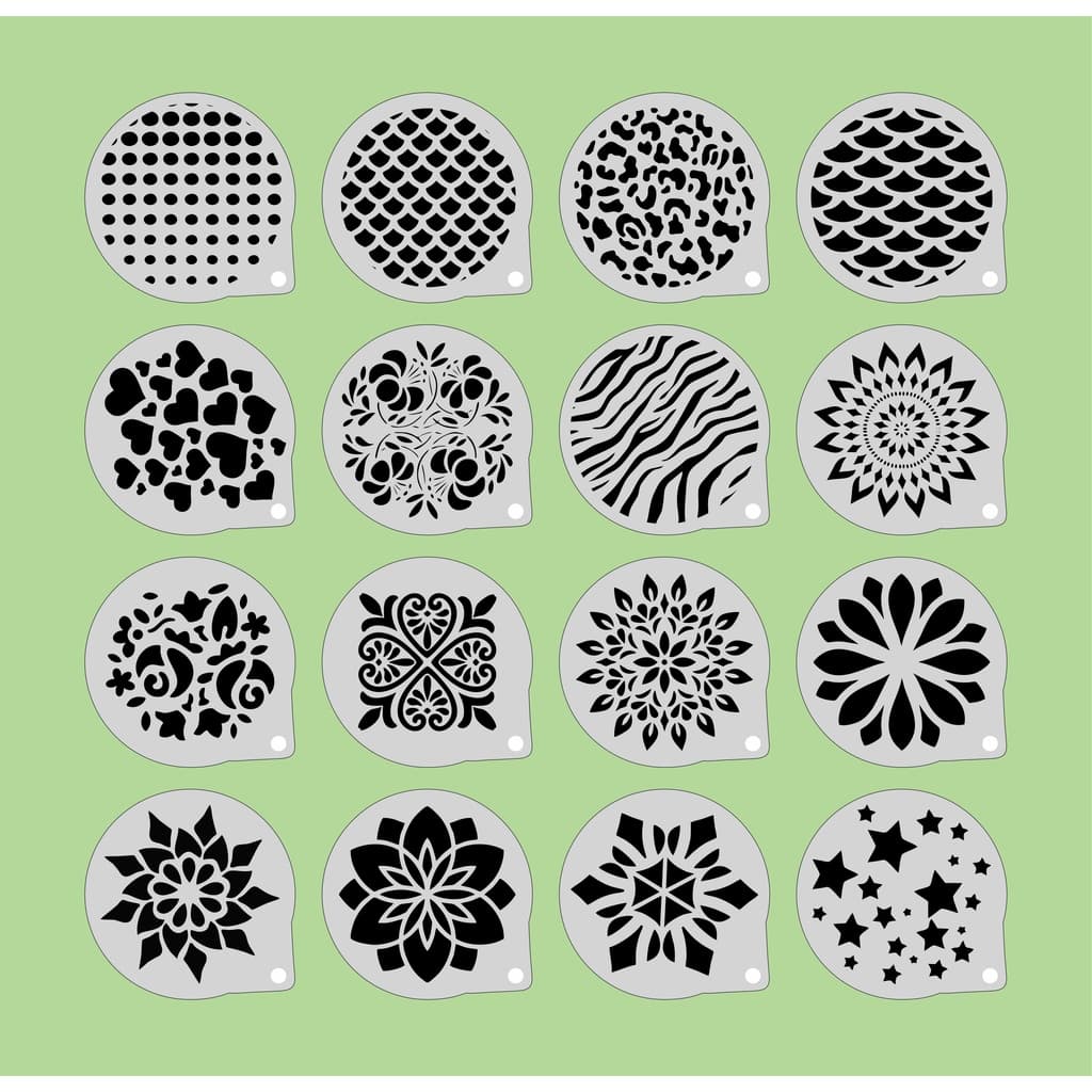 Stencil Texturas Kit 16 Moldes 7x7cm