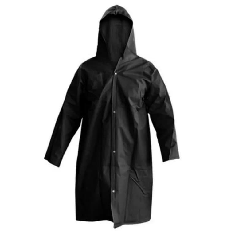 Capa de Chuva de PVC Forrada Preta Total Capas