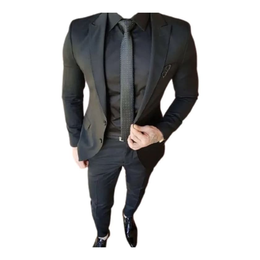 Terno Slim Masculino Executivo de Luxo Preto - ( Calça + Blazer )