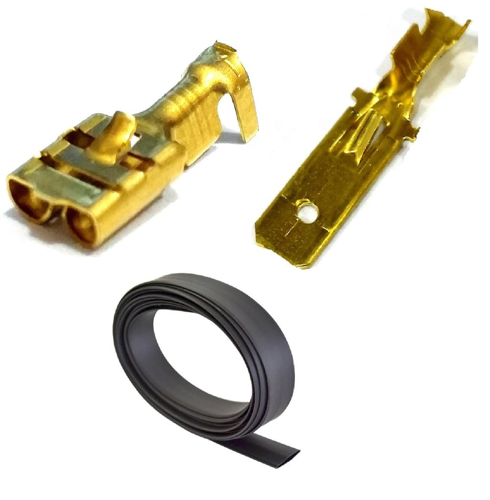 Terminal Fêmea e Macho 6,3mm e 5 Metros Termo Retratil 8,0mm