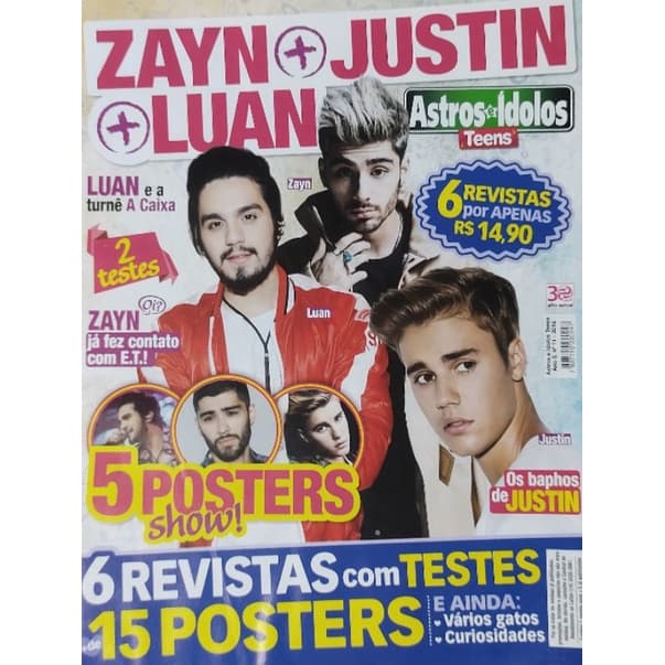 Revista Astros e Ídolos Teens Zayn Malik, Justin Bieber, Luan Santana