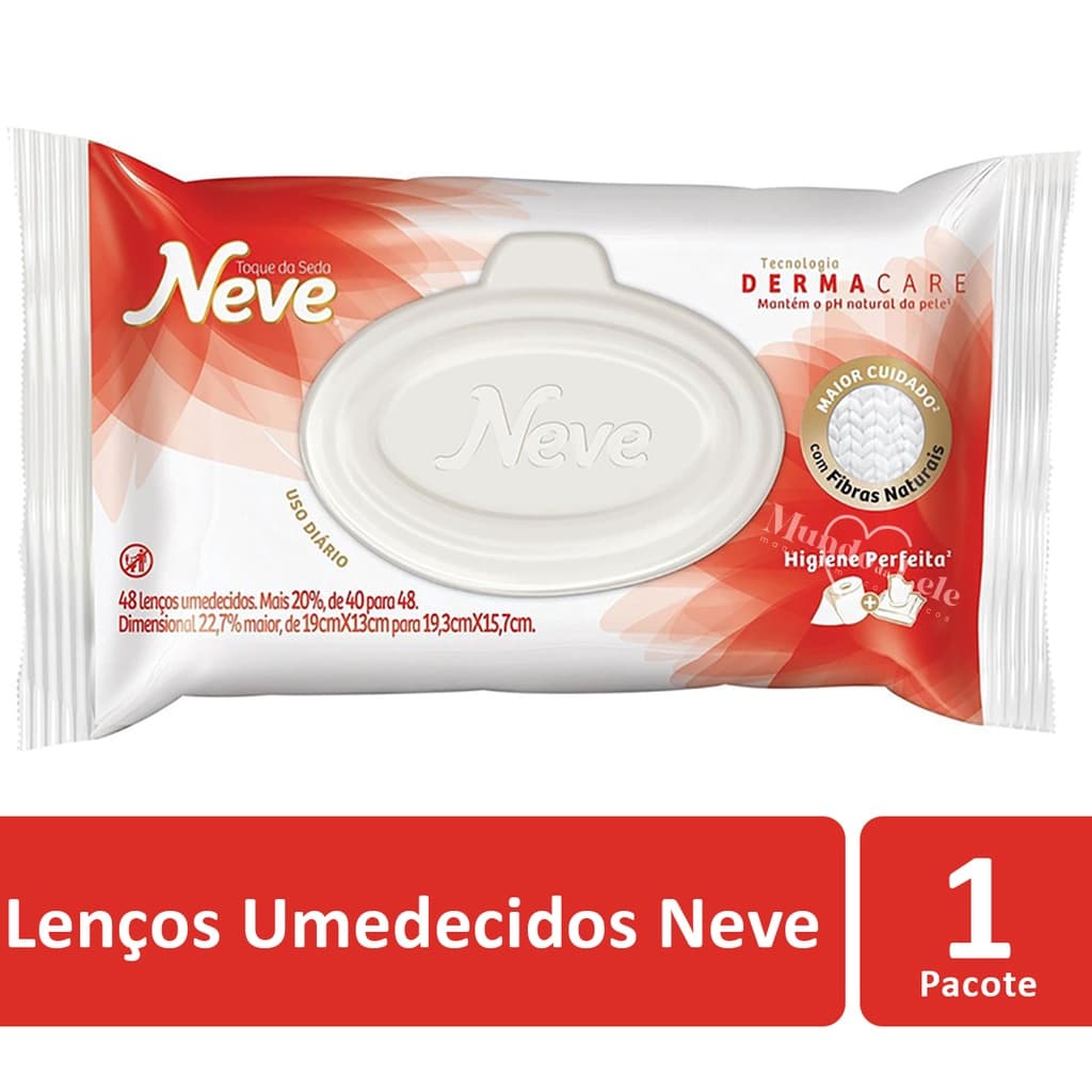 Lenços toalha Umedecidos Neve Toque Da Seda - 48uni