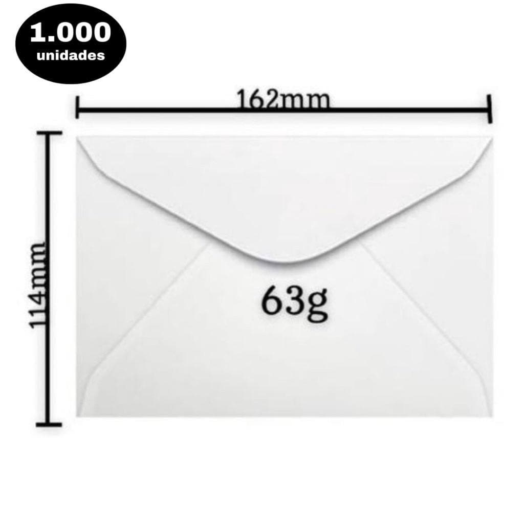 Envelope Para Carta Branco 1000un Sem Cep 11,4 X 16,2 Cm Foroni