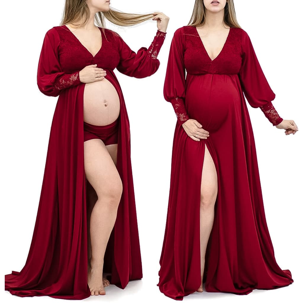 Vestido Gestante Aberto Com Shorts, Manga Longa Fofa G32