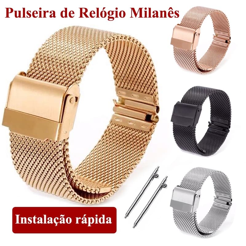 Liberação Rápida Milanese Pulseira De Relógio Clássico Fino Malha Substituição Aço Inoxidável 16mm 18mm 20mm 22mm 24mm