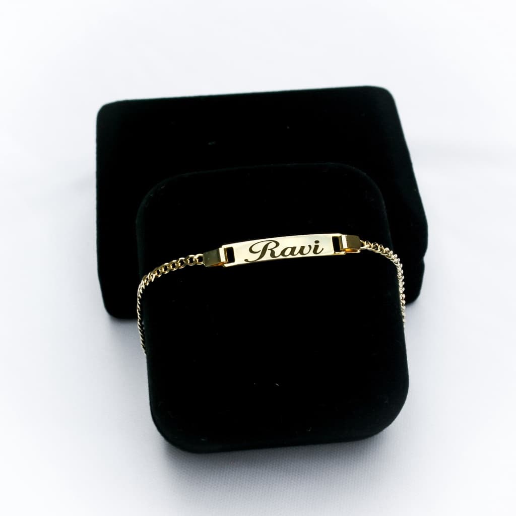 Pulseira Infantil Recém Nascido Banho Ouro 18k Gravação