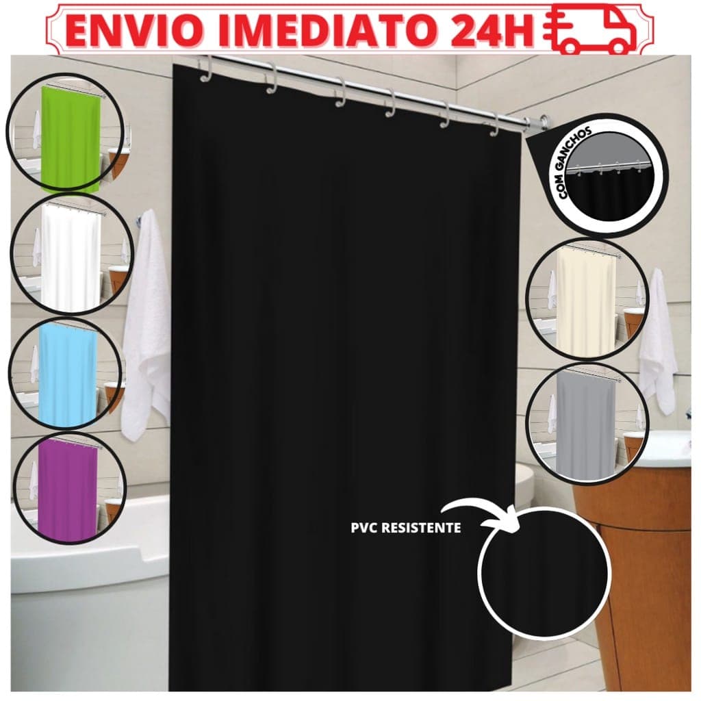Cortina de Box para Banheiro ou Provador Lisa 100% PVC Grossa