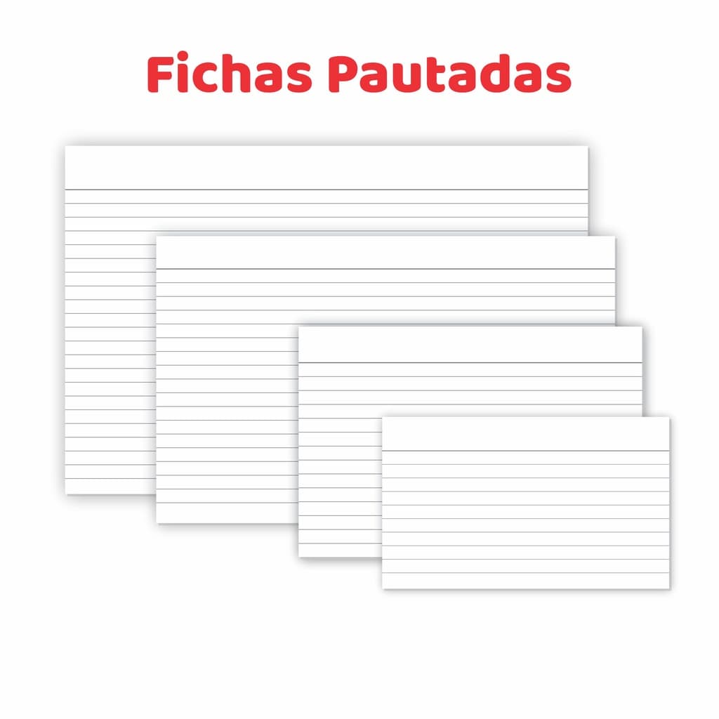 Fichas Pautadas em Papel Cartão para Flash Card Anotações Tamanhos 3x5 4x6 5x8 6x9