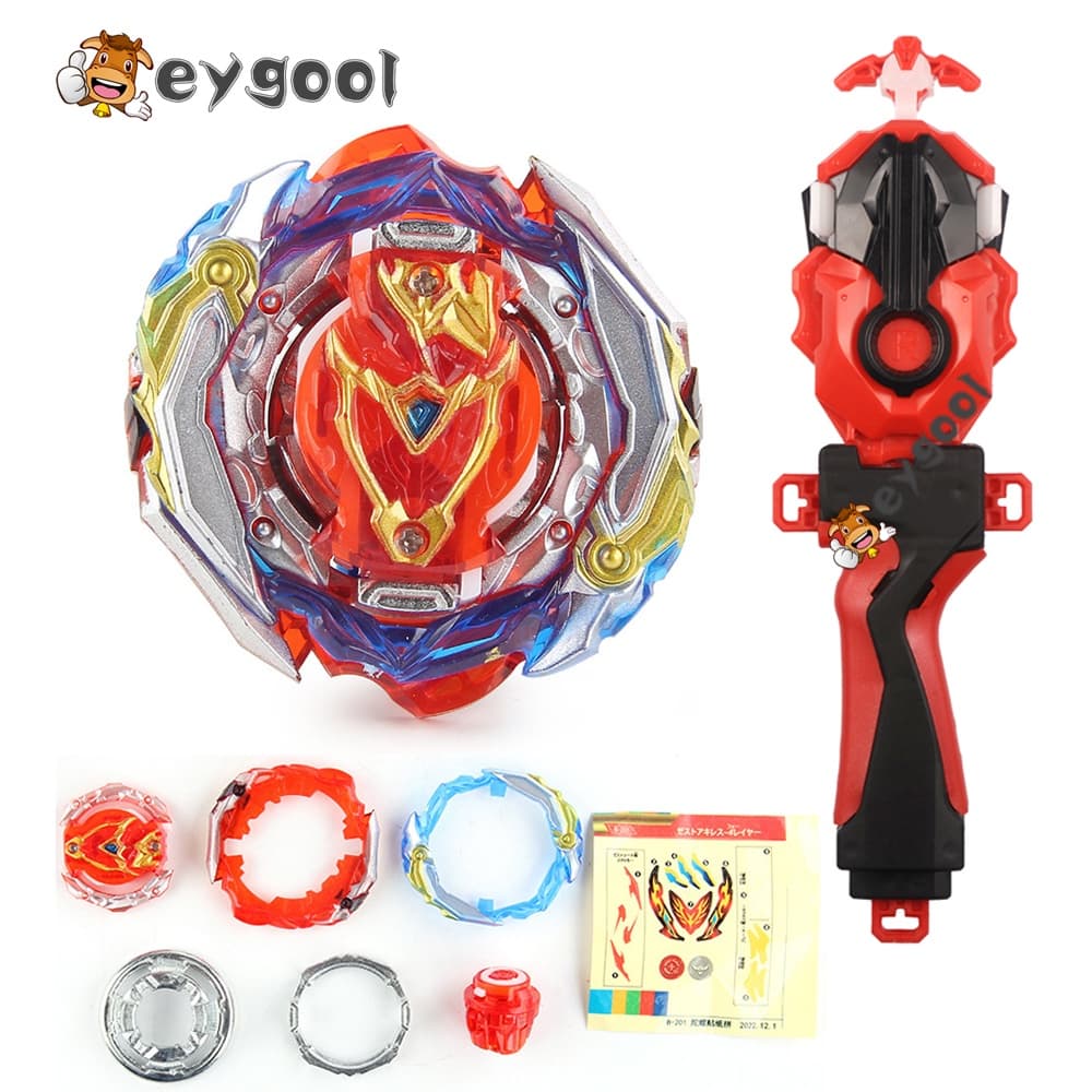 MQ Spinning Single Zest Aquiles Com Adesivo Beys Burst B-201 Brinquedos Para Crianças Lançador B184 LR Beylauncher Conju