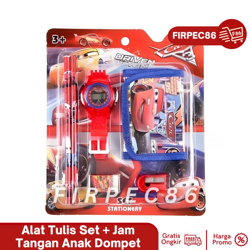 Conjunto De Estudo/Pacote De Papelaria + Carteira De Relógio Infantil-Disney De 6 Peças De Carro + Borracha De Lápis Rel