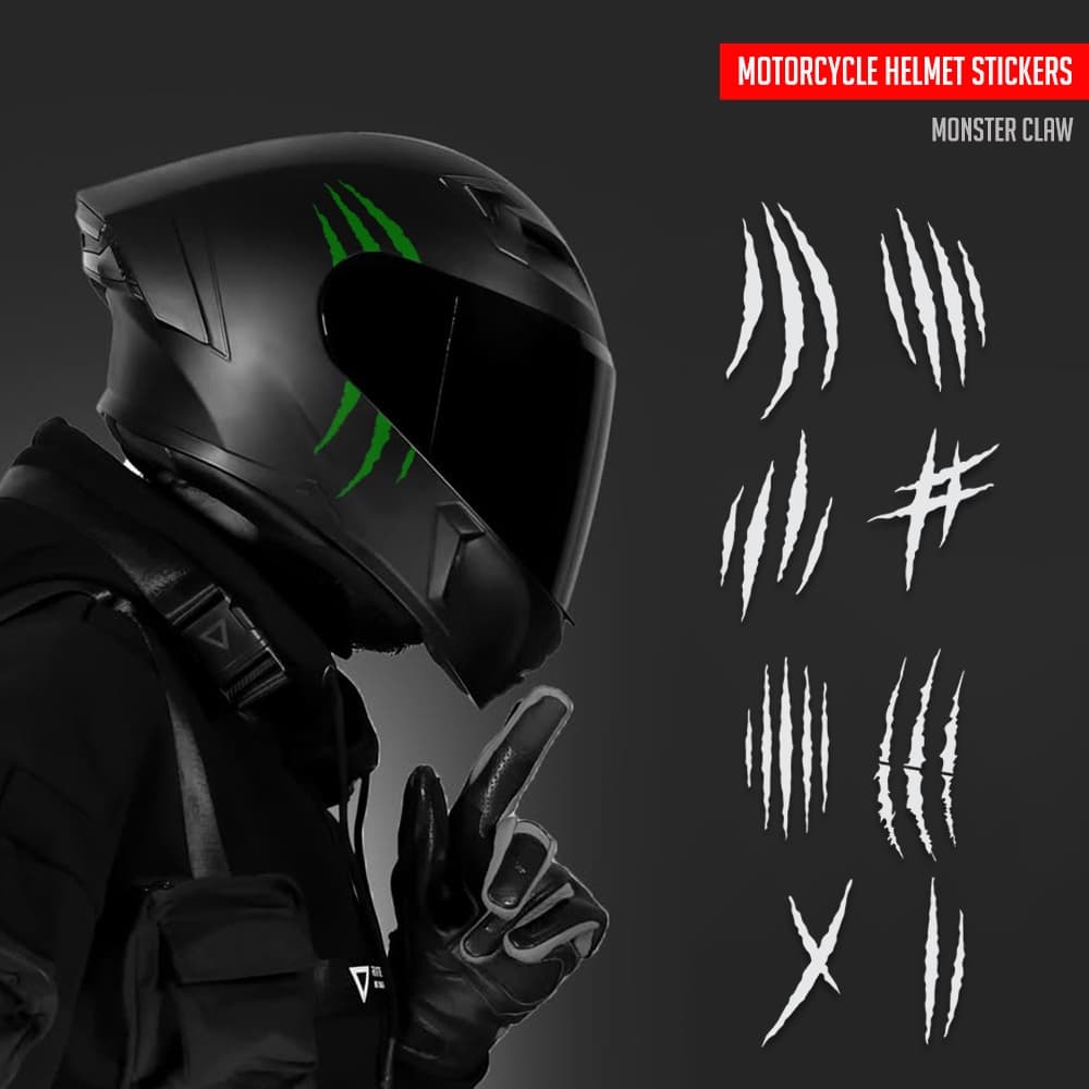 Série De Decoração De Capacete De Motocicleta Com Adesivo Monster Claw