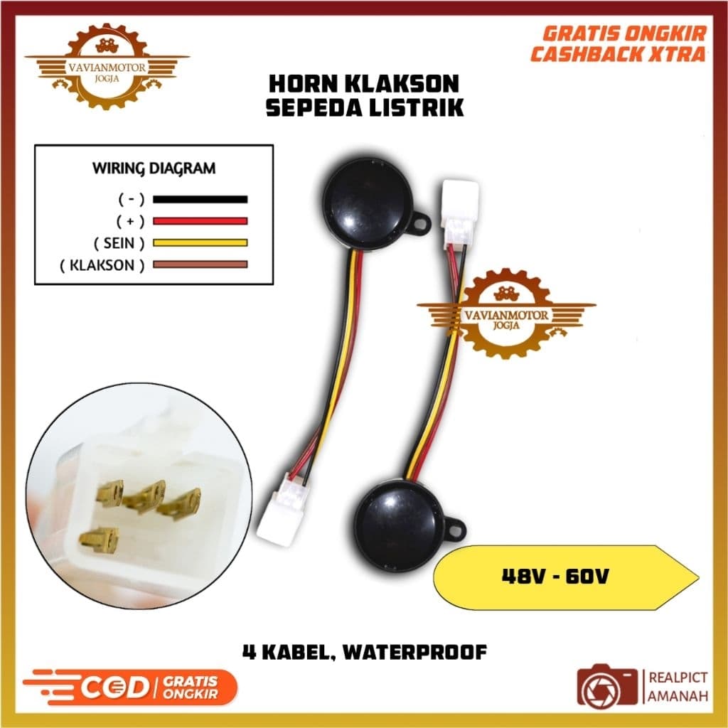 Buzina De Bicicleta Elétrica 48V 60V Universal 3 Em 1 Klason Flasher Alarme Reverso Original Melhor Qualidade Pode Ser U