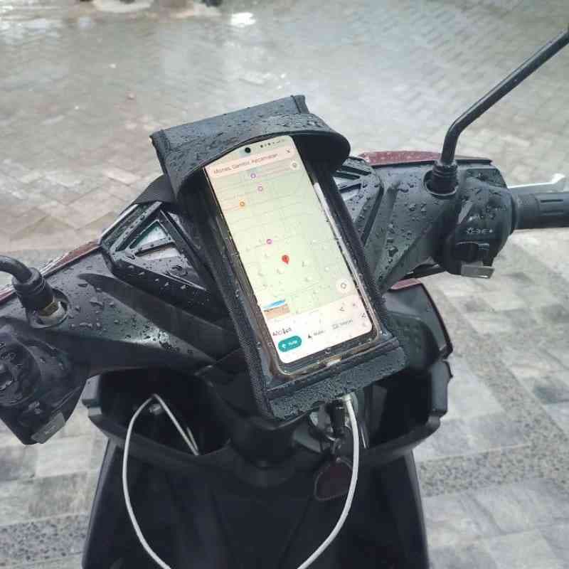 HP OJOL Camaleão Motocicleta Guiador Suporte De Telefone Bolsa Material De Couro À Prova D'água Com Furos De Carregament