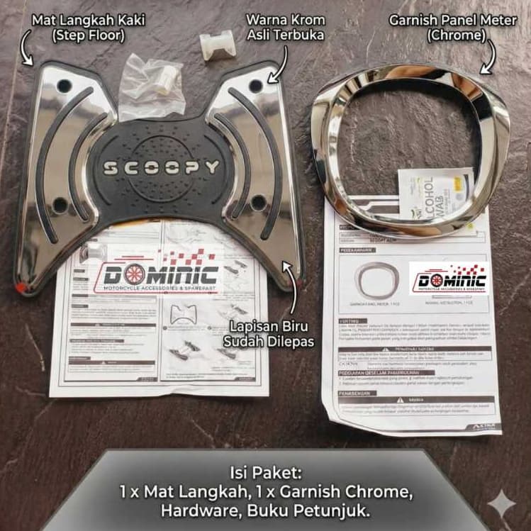 Pacote De Acessórios Honda Scoopy 2024-2025-2026 : Apoio Para Os Pés Cromado E Guarnição Do Velocímetro [ORIGINAL]
