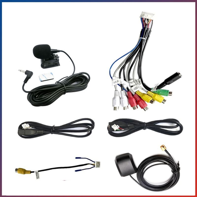 Unidade De Cabeça Android Rádio Multimídia Para Carro Reprodutor De Vídeo DVD Navegação Autorádio Estéreo GPS Cabo RCA 20P Com Microfone Externo