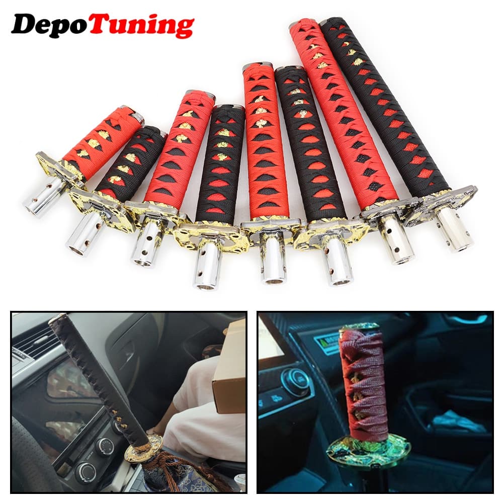 Universal JDM Samurai Botão De Mudança De Espada 100mm/150mm/200mm/260mm Com Adaptador
