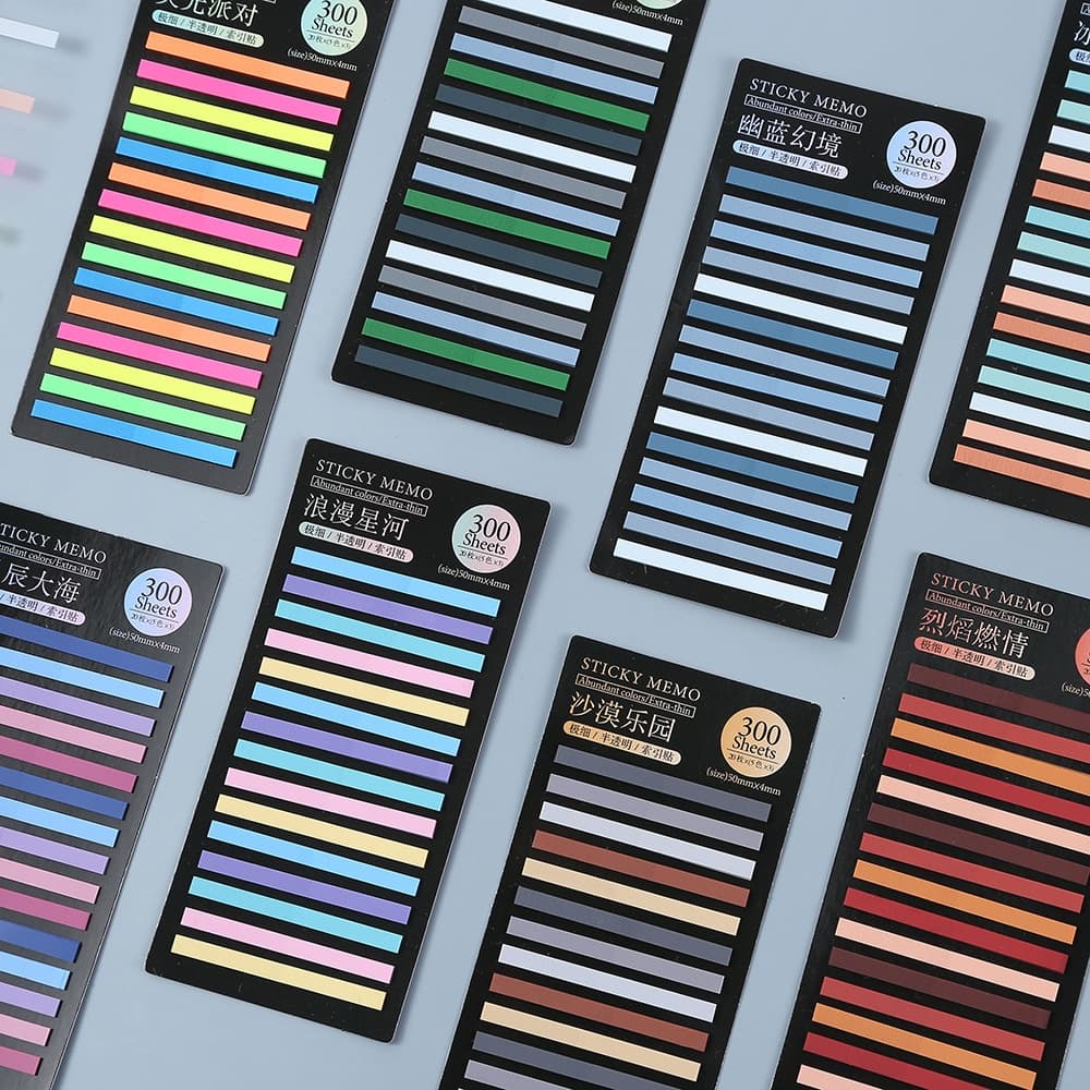 300sheets/pcs Índice Ultra-Fino Adesivo Transparente Marca De Acento Cor