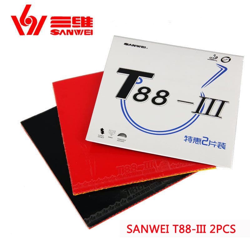 Borracha Ping Pong Sponge (Preto + Vermelho) SANWEI T88-III 2PCS T88-3