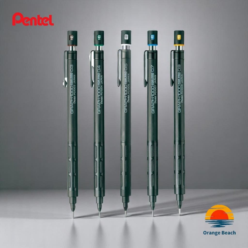 Pentel Graph 1000 For Pro/Lapiseira Profissional Japonesa/0.3-0.9mm 5 Tamanhos/Corpo Metal
