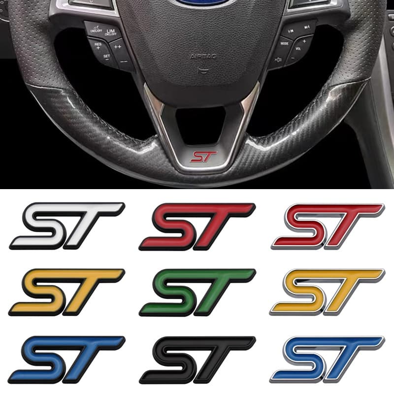 ST Car Steering Wheel Emblem Badge Sticker For Ford ST Fiesta Focus Edition Car Puma X KUGA Mondeo Ecosport Accessorie