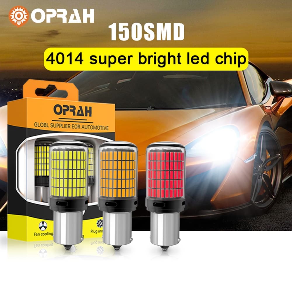[OPRAH] 1 Par 1156 Lâmpada LED 1156 BAU15S PY21W 1157 Bay15d P21-5W T20 7440 W21W 7443 W21 T25 3157 Sinal De Volta Super Brilhante 4014 150SMD De Travão De Luz Traseira canbus De Carro Com De Inversão