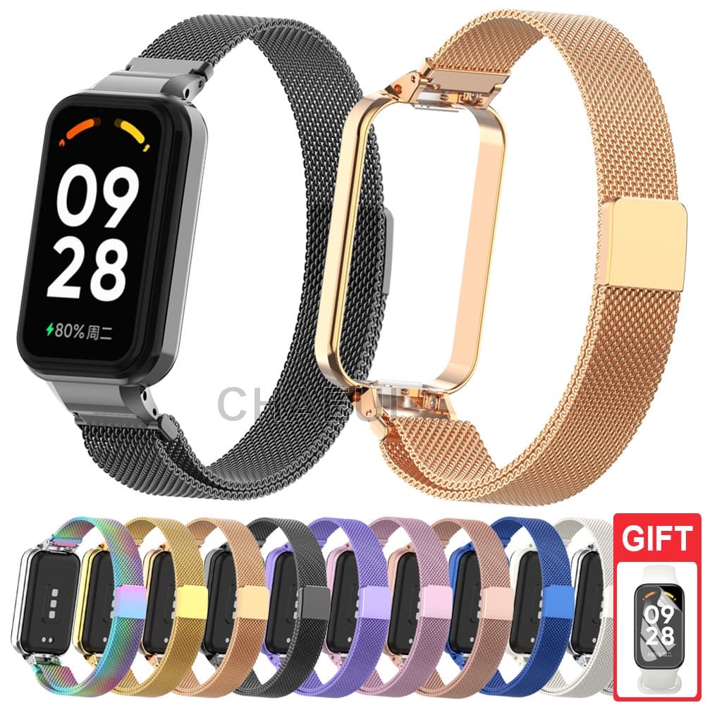 Substituição De Pulseira De Aço Inoxidável Com Metal Para Redmi Smart Band 2 3 / Xiaomi Smart Band 8 9 Active