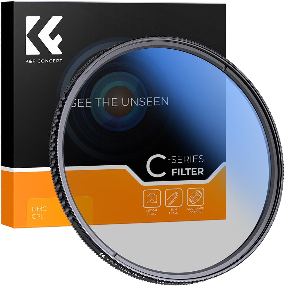 K & F Concept CPL Filtro Polarizador 37/40,5/43/46/49/52/55/58/62/67/72/77/82mm Ultra-Fino/Redução De Brilho/Melhor Contraste , Para Lentes De Câmera